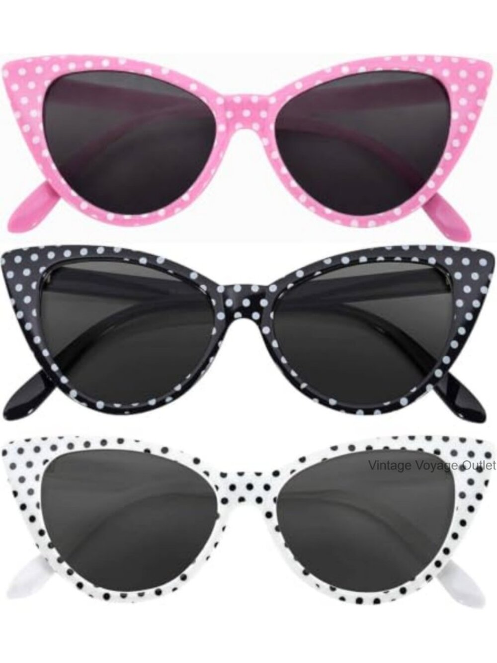 3 Pack Cat Eye Sunglasses UV400 Protection Small Fit Retro Shades Women